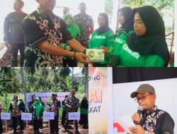 Secara Simbolis Staf ahli SDM Armin Serahkan Bantuan Bibit Cabai Dan Pupuk Organik Kepada KWT Desa Sakinah Jaya